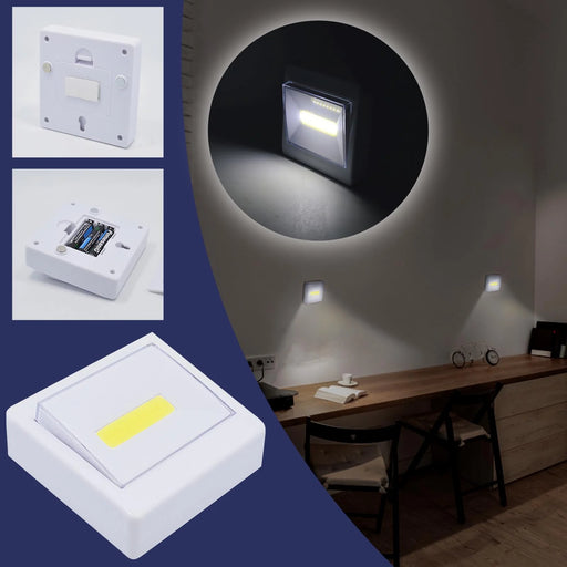 مصباح LED لاسلكي يعمل بالبطاريات مع زر تشغيل/إيقاف