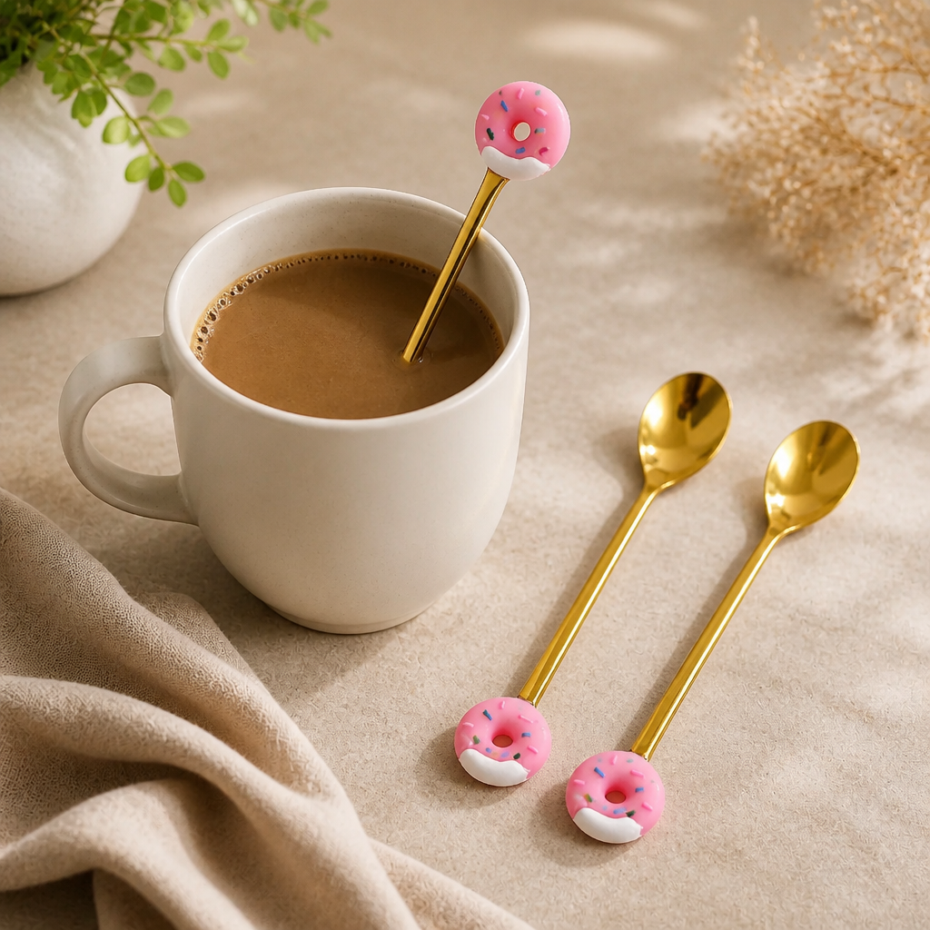 ملاعق مذهبه صغيرة بتصميم الدونات 🍩(عدد3)