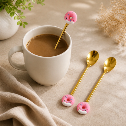 ملاعق مذهبه صغيرة بتصميم الدونات 🍩(عدد3)
