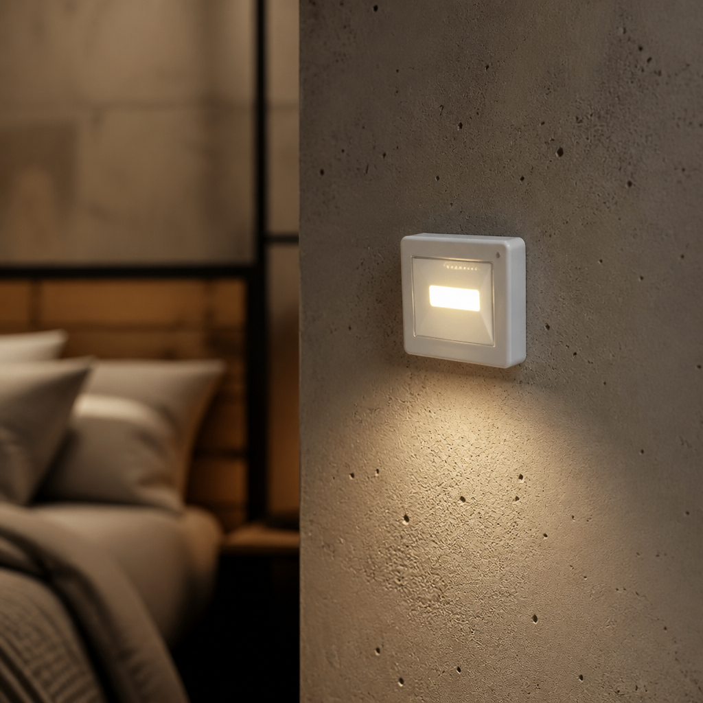 مصباح LED لاسلكي يعمل بالبطاريات مع زر تشغيل/إيقاف