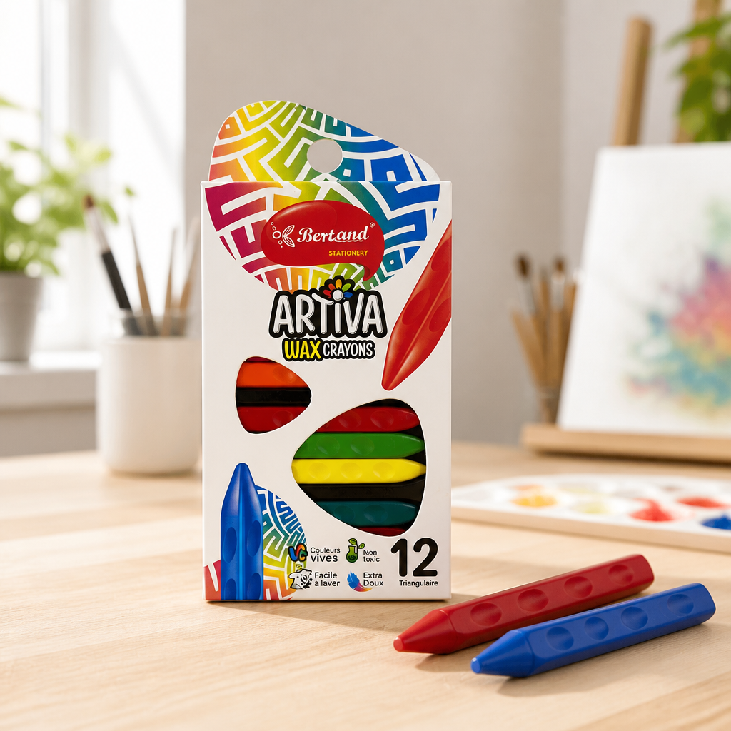 شمع تلوين أرتيفا (Artiva Wax Crayons) – 12 لون مثلث