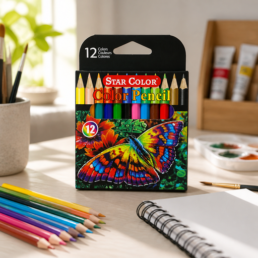 ألوان خشبية صغيره  Star Color – 12 لون