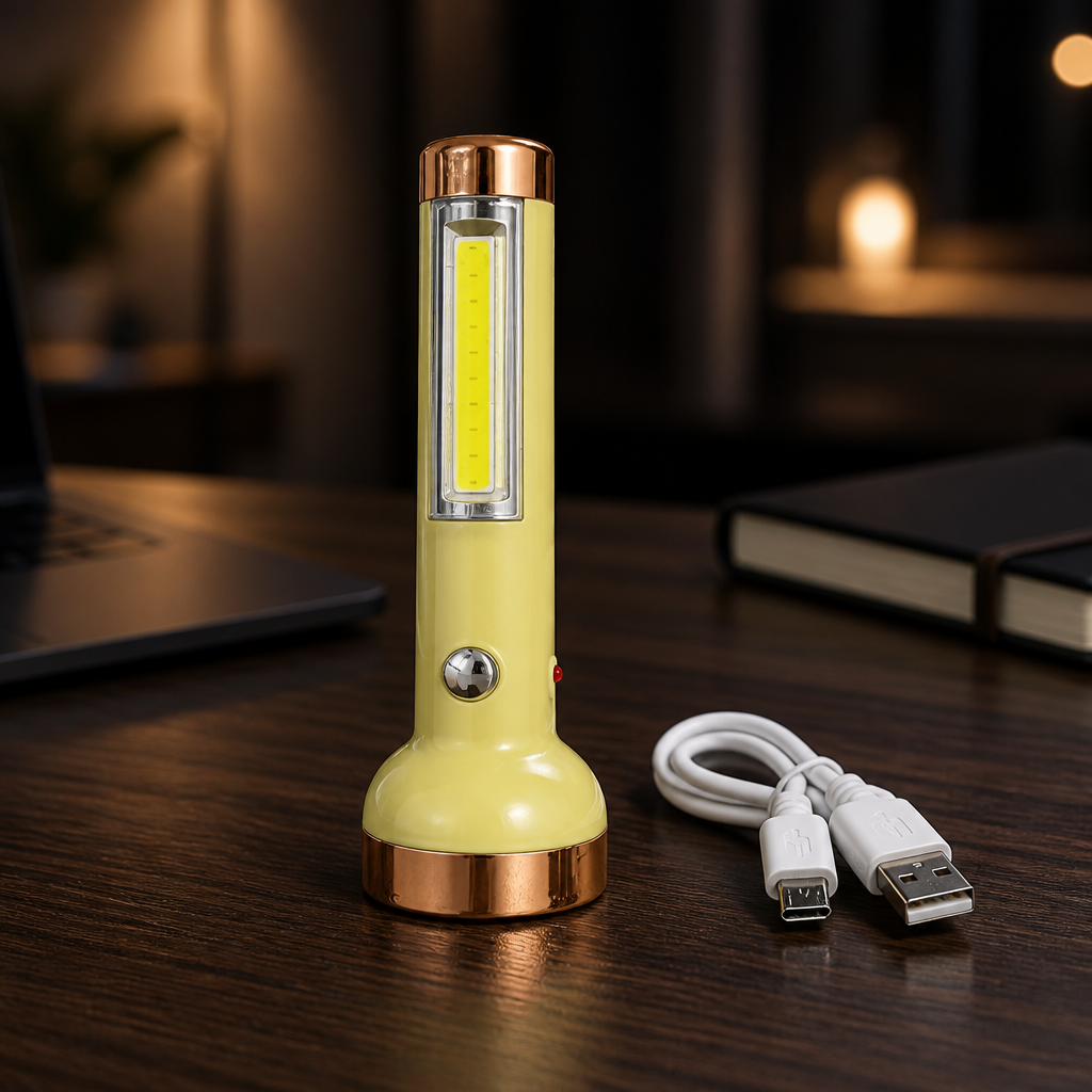 كشاف LED قابل للشحن AB SUPER مع كيبل شحن Micro USB