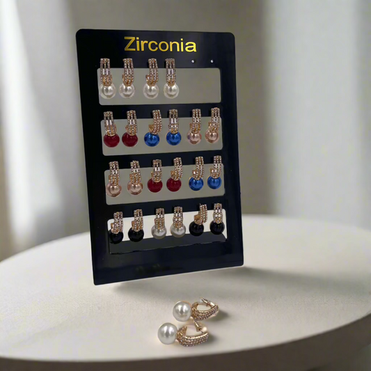 زوج حلق Zirconia بخرز لؤلؤي ملون – تصميم فاخر ومتنوع