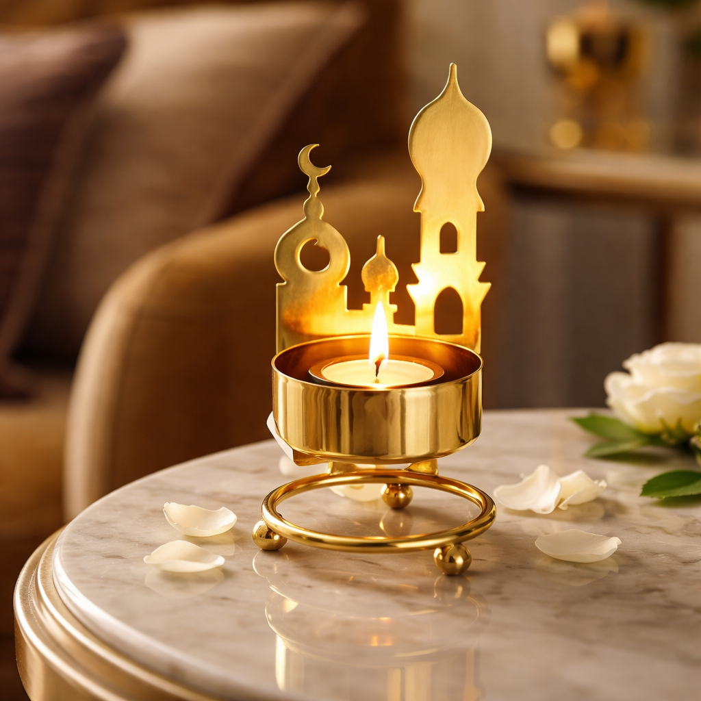 شمعدان مذهب بتصميم رمضاني