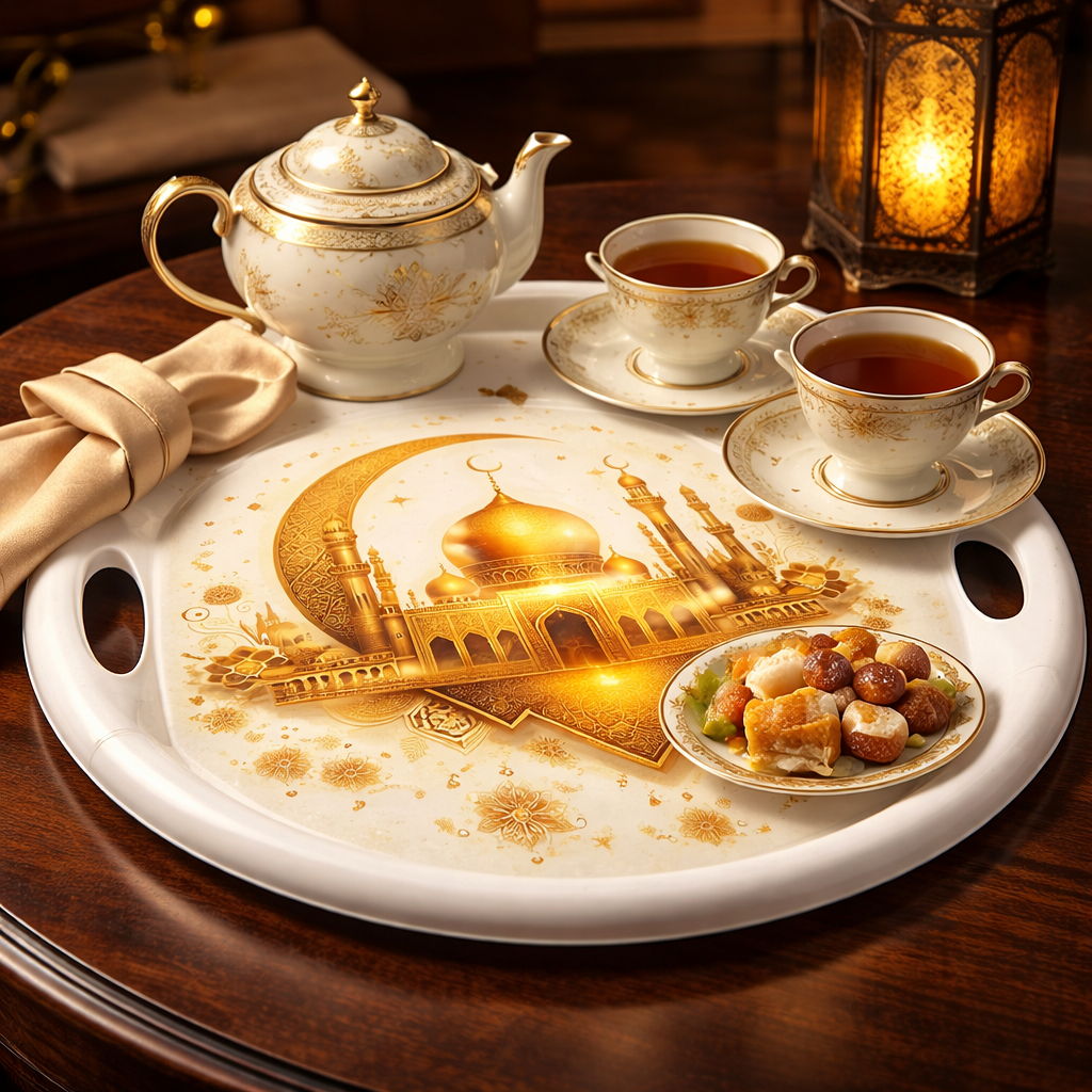 صينية تقديم بلاستيكية بتصميم رمضاني 🌙✨