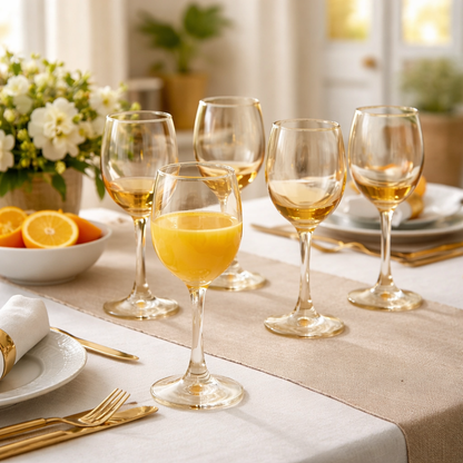 طقم كاسات زجاج عسلي فاخرة  – 6 قطع