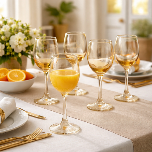 طقم كاسات زجاج عسلي فاخرة  – 6 قطع