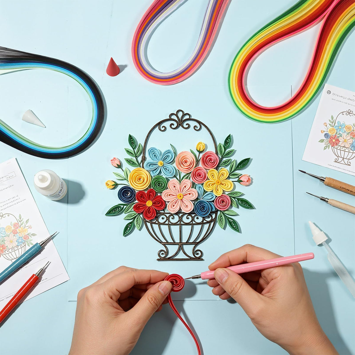 طقم فن لفّ الورق وتشكيل الورود – Paper Quilling