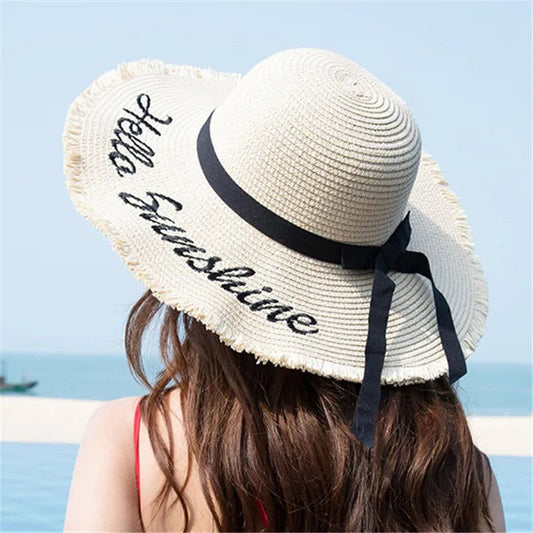 Hello Sunshine طاقية قش نسائية