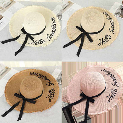 Hello Sunshine طاقية قش نسائية
