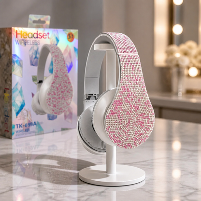 سماعة لاسلكية (Wireless Headset) مرصعة بالكريستال -