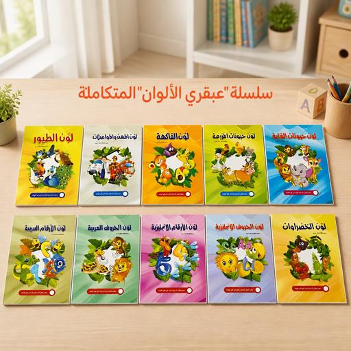 سلسلة "عبقري الألوان" المتكاملة – مجموعه تعليميه شامله (10 دفاتر)