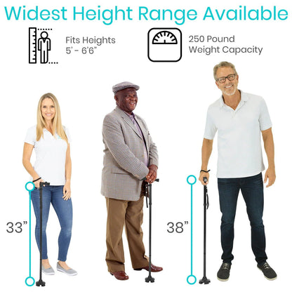 عصا (عكاز) ضد الانزلاق وقابلة للطي مع إضاءة ليد