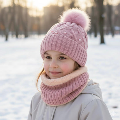 طقم شتوي كيوت صوف بفرو