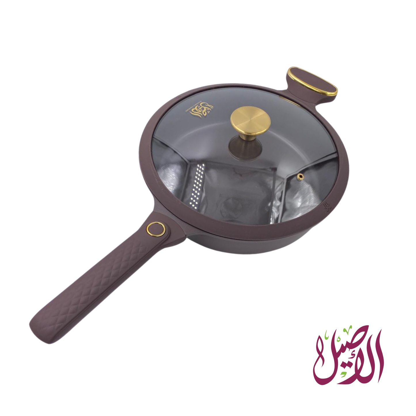 قلاية جرانيت "الأصيل" العميقة والاحترافية – مقاس 28 سم مع غطاء زجاجي
