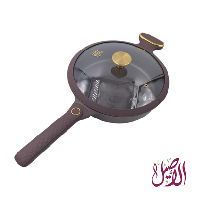 قلاية جرانيت "الأصيل" العميقة والاحترافية – مقاس 28 سم مع غطاء زجاجي