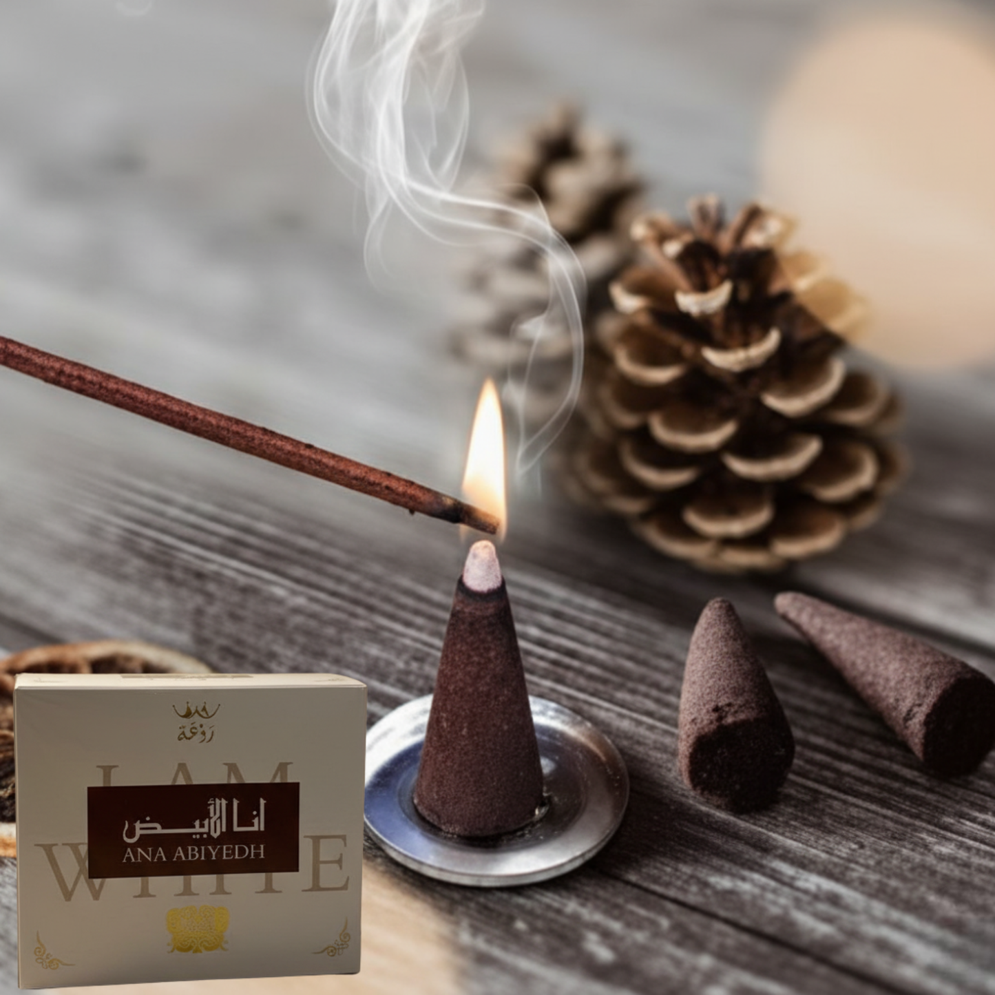 بخور هرمي سريع الاشتعال برائحة انا الابيض(عبوة ١٥ قطعه)