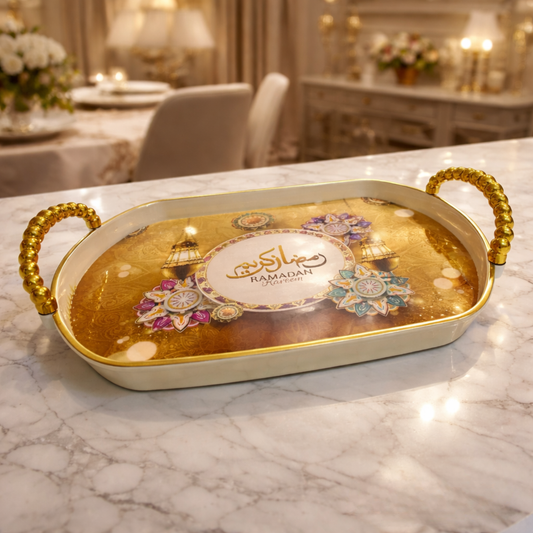 صينية تقديم رمضانية بحواف وايدي مذهبه 🌙✨