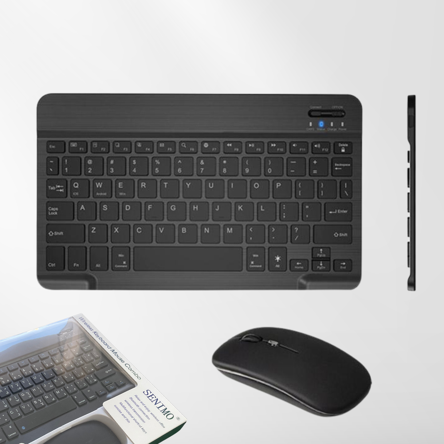 كيبورد وماوس لاسلكي SENIMO – بلوتوث، نحيف وخفيف، يدعم ويندوز وiOS وأندرويد