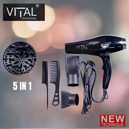 سشوار شعر احترافي 5×1 – VITAL (قوة 1845 واط)