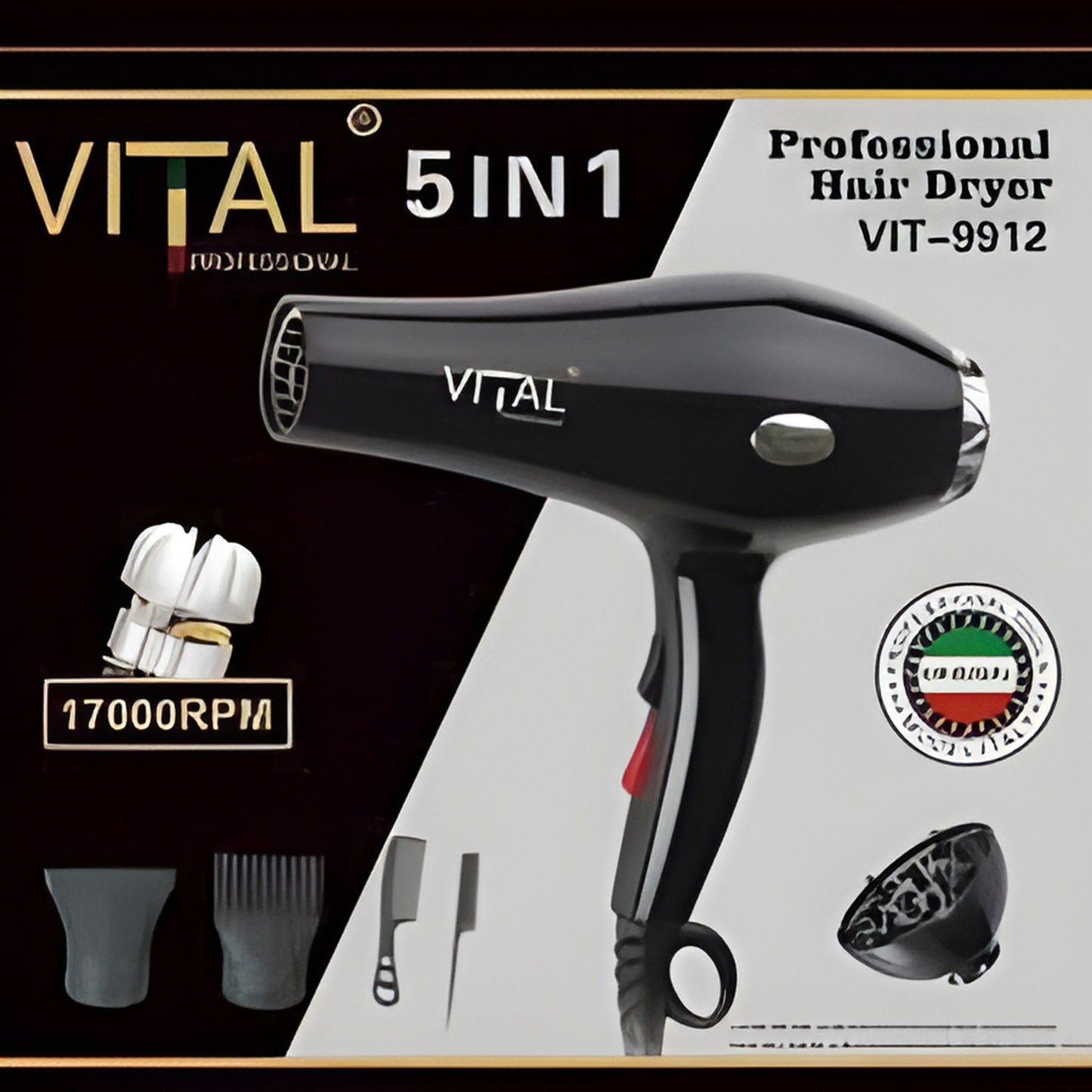 سشوار شعر احترافي 5×1 – VITAL (قوة 1845 واط)
