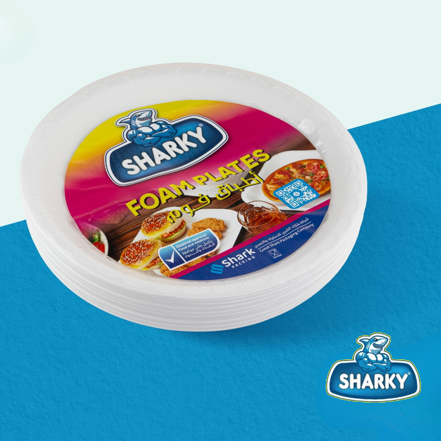 صحون فوم دائري SHARKY  عدد ١٥  حجم كبير 
