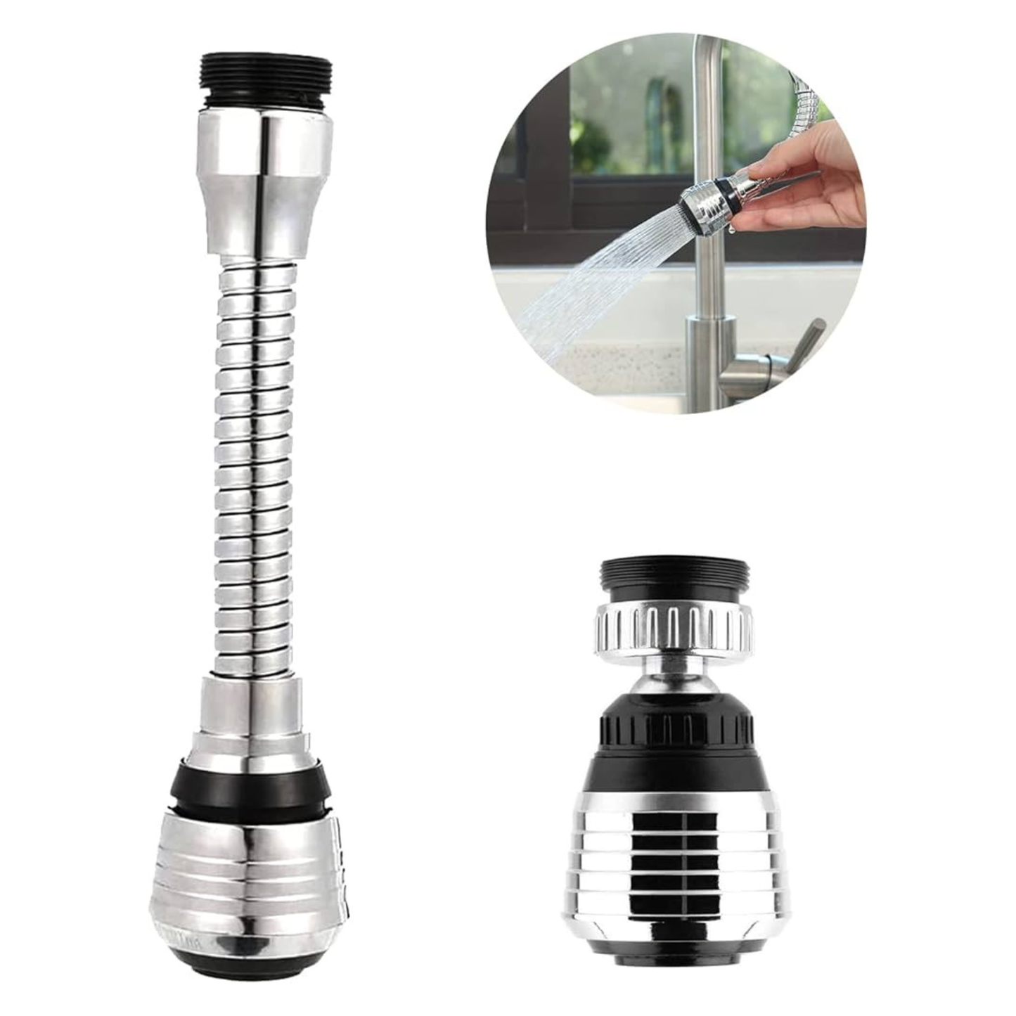 وصلة حنفية مرنة مع رأس رش موفر للمَي