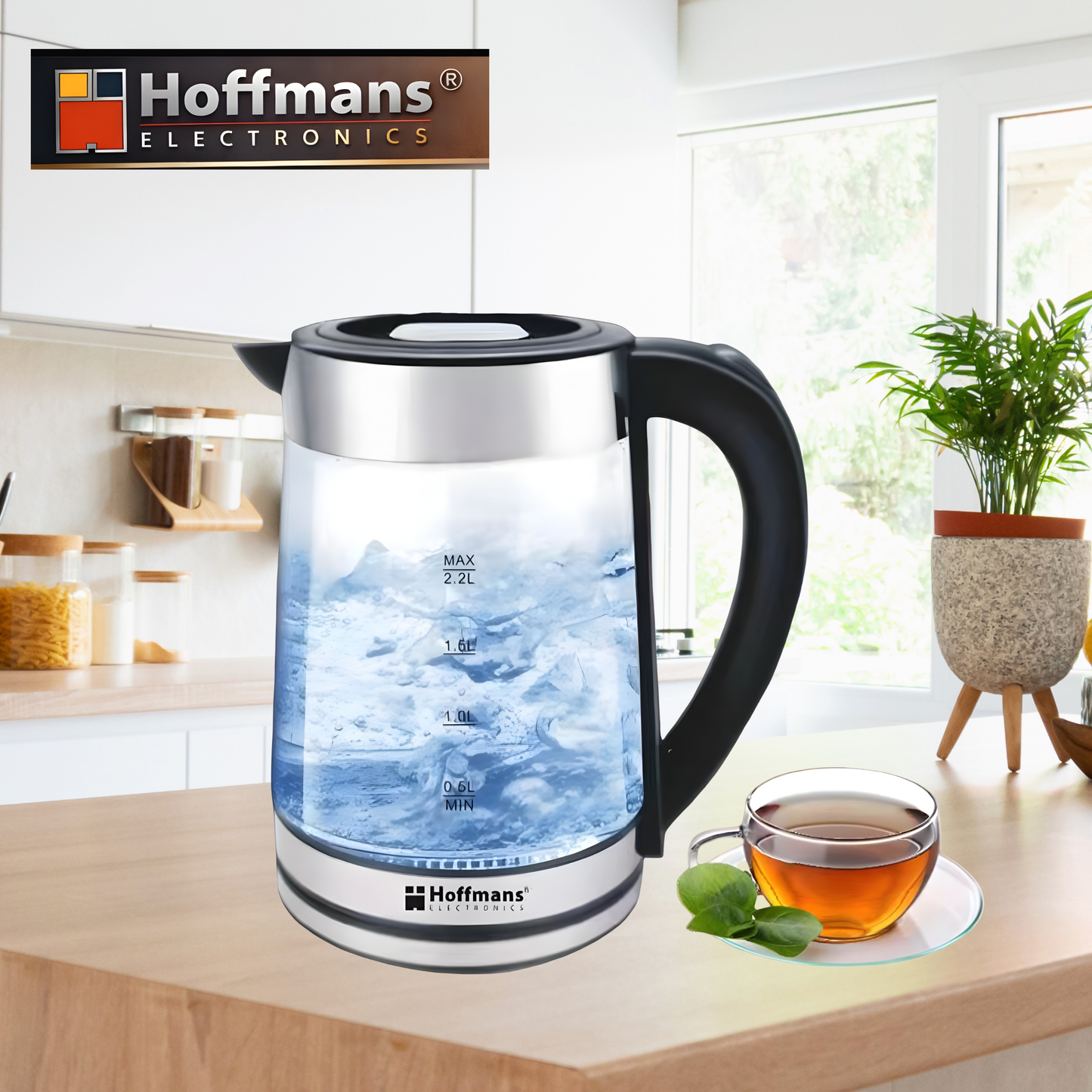 هيتر ماء زجاجي مع إضاءة LED – HOFFMAN’S (2.2 لتر)