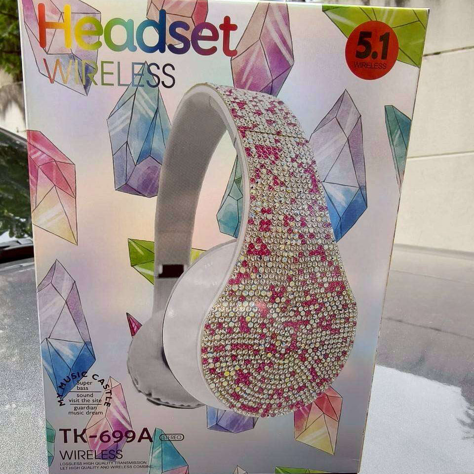 سماعة لاسلكية (Wireless Headset) مرصعة بالكريستال -
