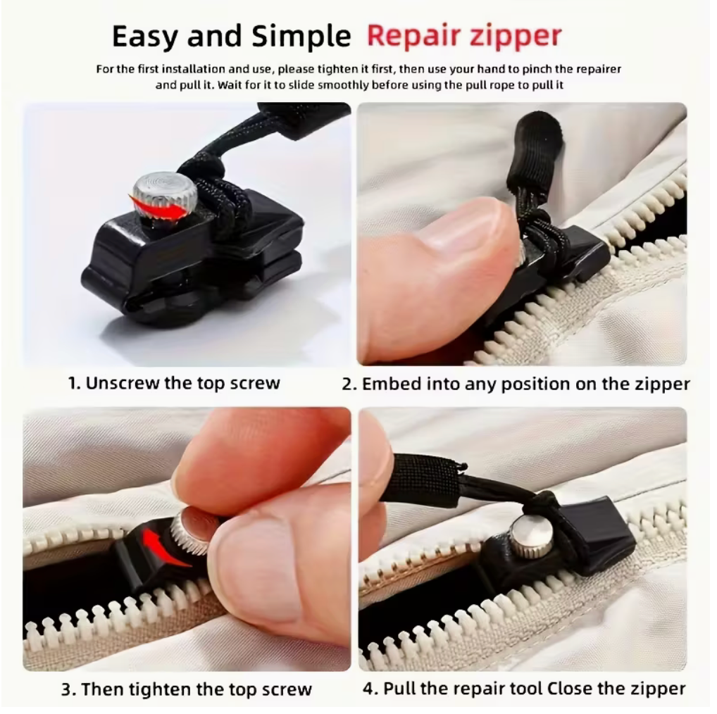 طقم إصلاح السحابات - ٤ قطع  (Zipper Repair Kit)