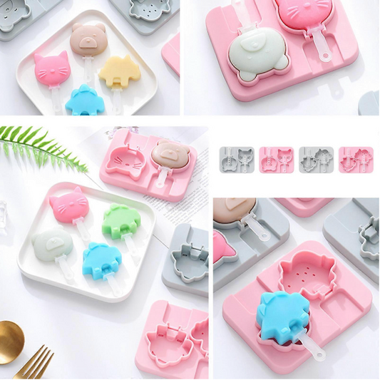 قالب الجلي والآيس كريم سيليكون بشكل شخصيات كيوت للأطفال 🍦