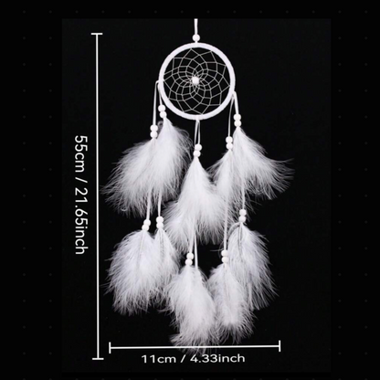 معلق حائط دريم كاتشر (Dream Catcher) بريش أبيض