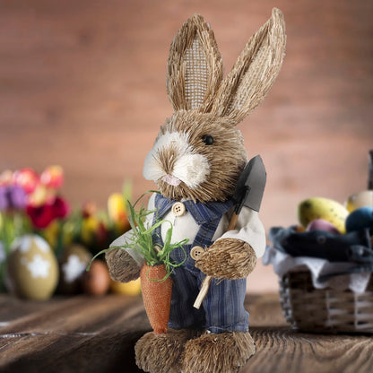 مجسم أرنب ديكودي مصنوع من القش – قياس ٢٢ سم