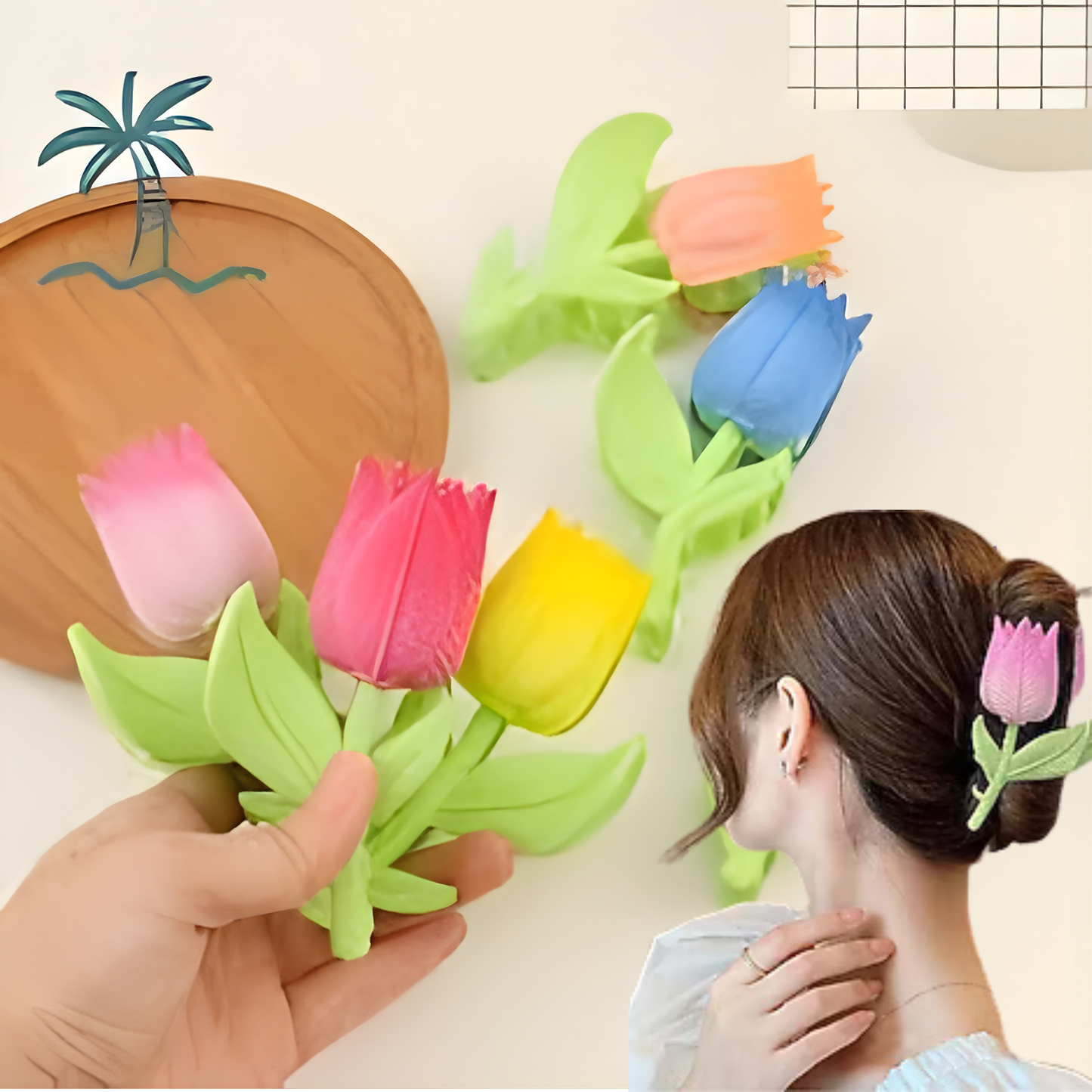 مشبك شعر زهرة التوليب - بلاستيكي