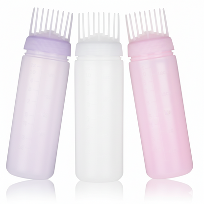 علبة موزع زيت الشعر مع رأس مشط للتوزيع