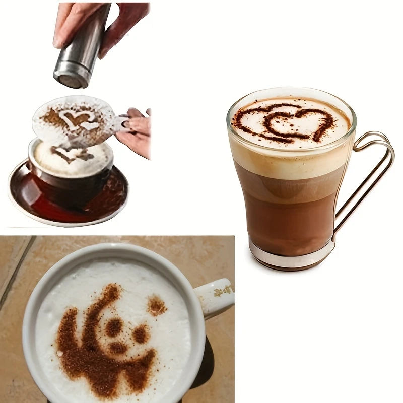 طقم قوالب رسم على القهوة والكابتشينو مكون من ١٦ رسمه