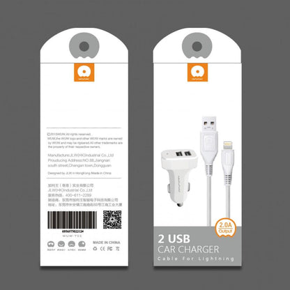 شاحن سيارة USB مزدوج مع كابل Lightning (2 USB Car Charger T22)