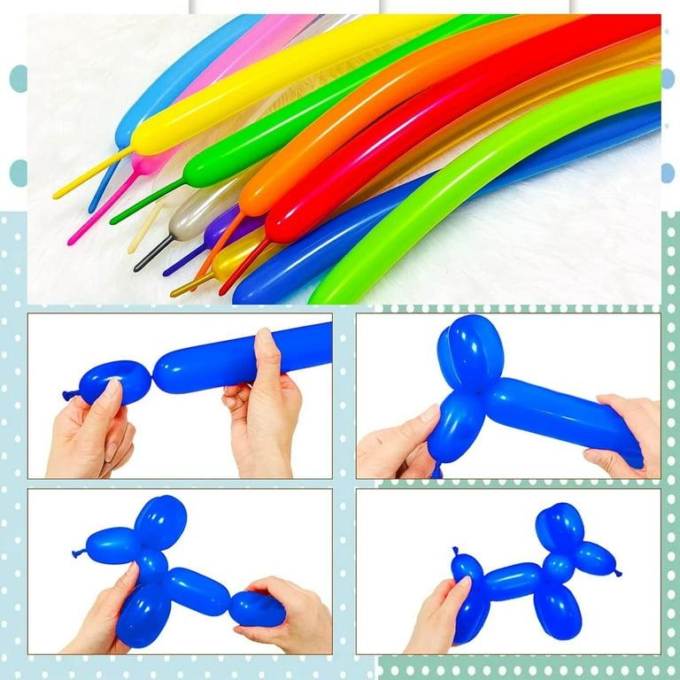 مجموعة بلالين التشكيل الطويلة الملونة مع منفاخ يدوي(عدد10)