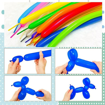 مجموعة بلالين التشكيل الطويلة الملونة مع منفاخ يدوي(عدد10)