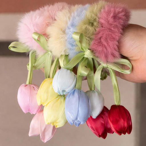 ربطة شعر فرو مزينة بزهور التوليب(عدد1)