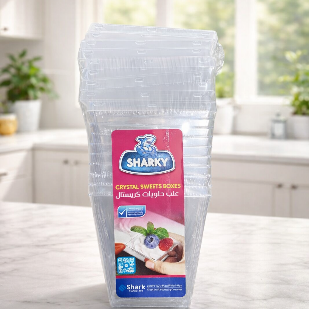 علب تشيز كيك كريستال مع غطاء  SHARKY (عدد10)