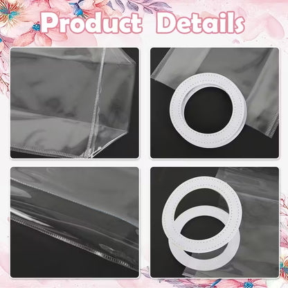 كيس هدايا بلاستيكي شفاف بمسكه جلد