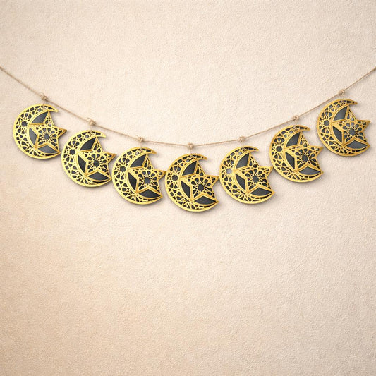 حبل زينة رمضان -كرتون مذهب(عدد10 حلقات)