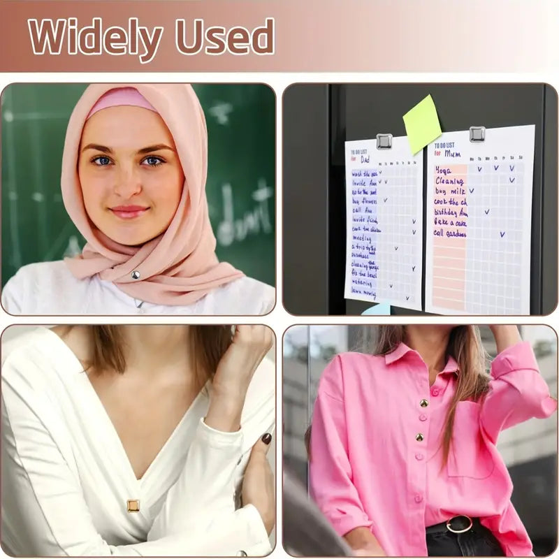 (٤ قطع) طقم كليب مغناطيسي معدني لامع