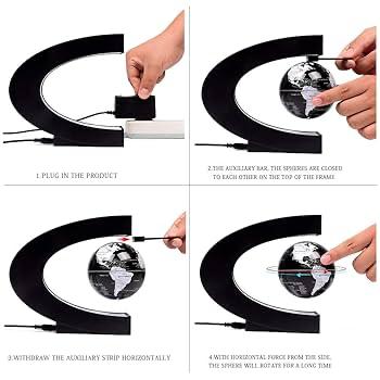 كرة أرضية مغناطيسية عائمة ودوّارة بإضاءة LED – ديكور منزلي ومكتبي مميز
