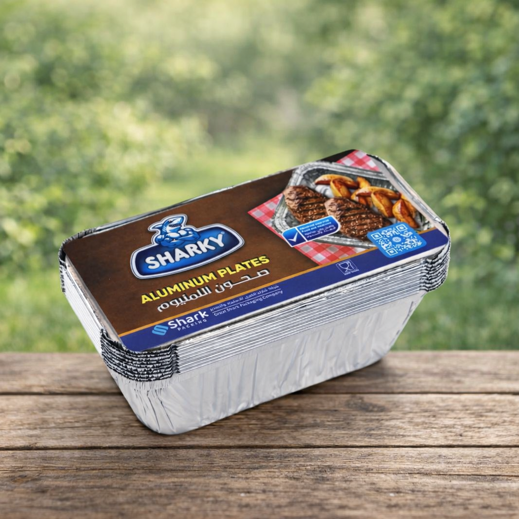 صحون المنيومSHARKY مستطيل حجم وسط - عدد 10