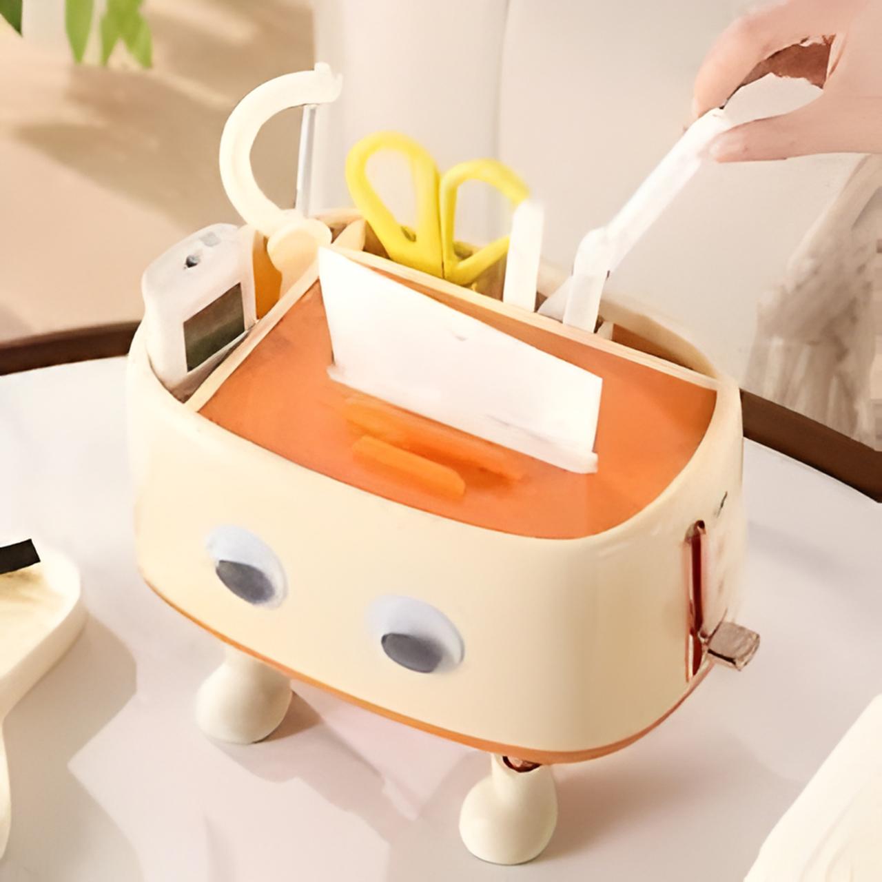 منظم مناديل وأدوات مكتبية بتصميم مرح