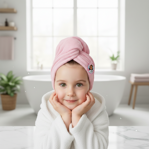 منشفة شعر بغطاء رأس للأطفال