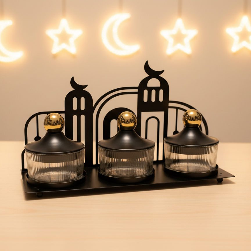 طقم ضيافة مكسرات رمضاني 3 قطع